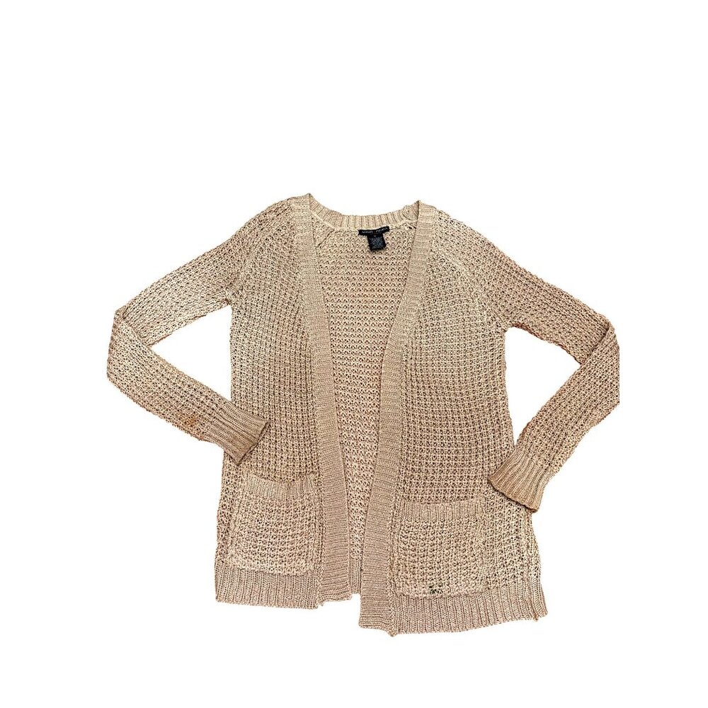 Ashley Premium Open Front Cotton Knit Cardigan In Beige With Pockets Lightweight - Picture 7 of 8